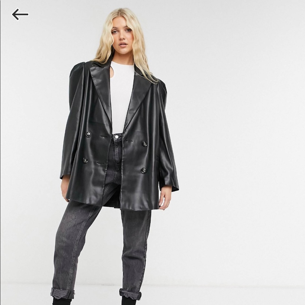 NWT ASOS Design leather look jacket with extreme sleeve in black